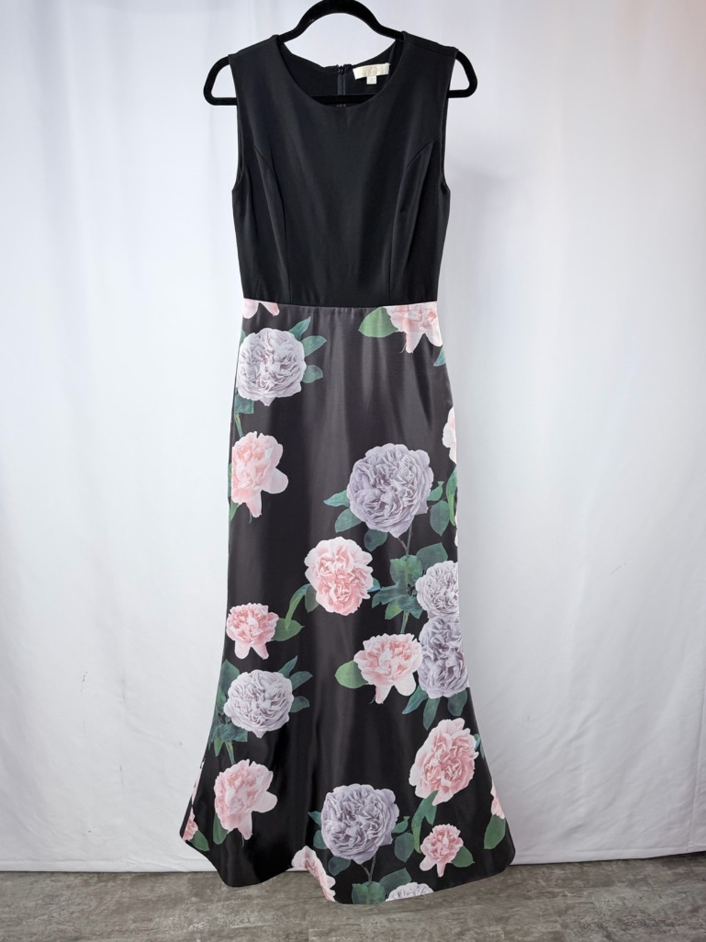 ERIN Erin Fetherston Sleeveless Floral Maxi Dress in Black Pink Purple Size 4